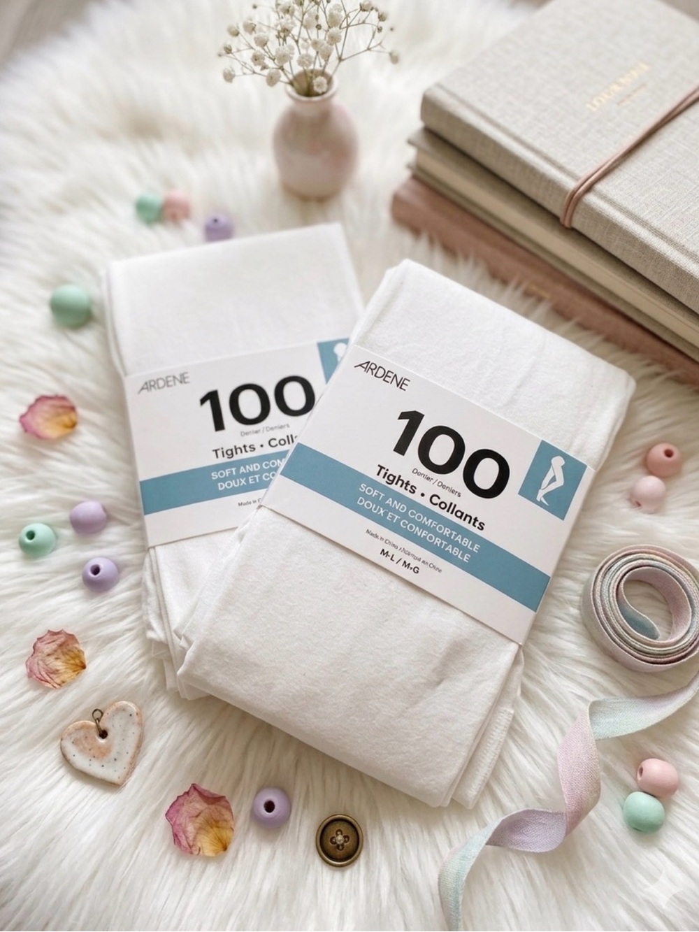 2 Packs of Ardene White Tights